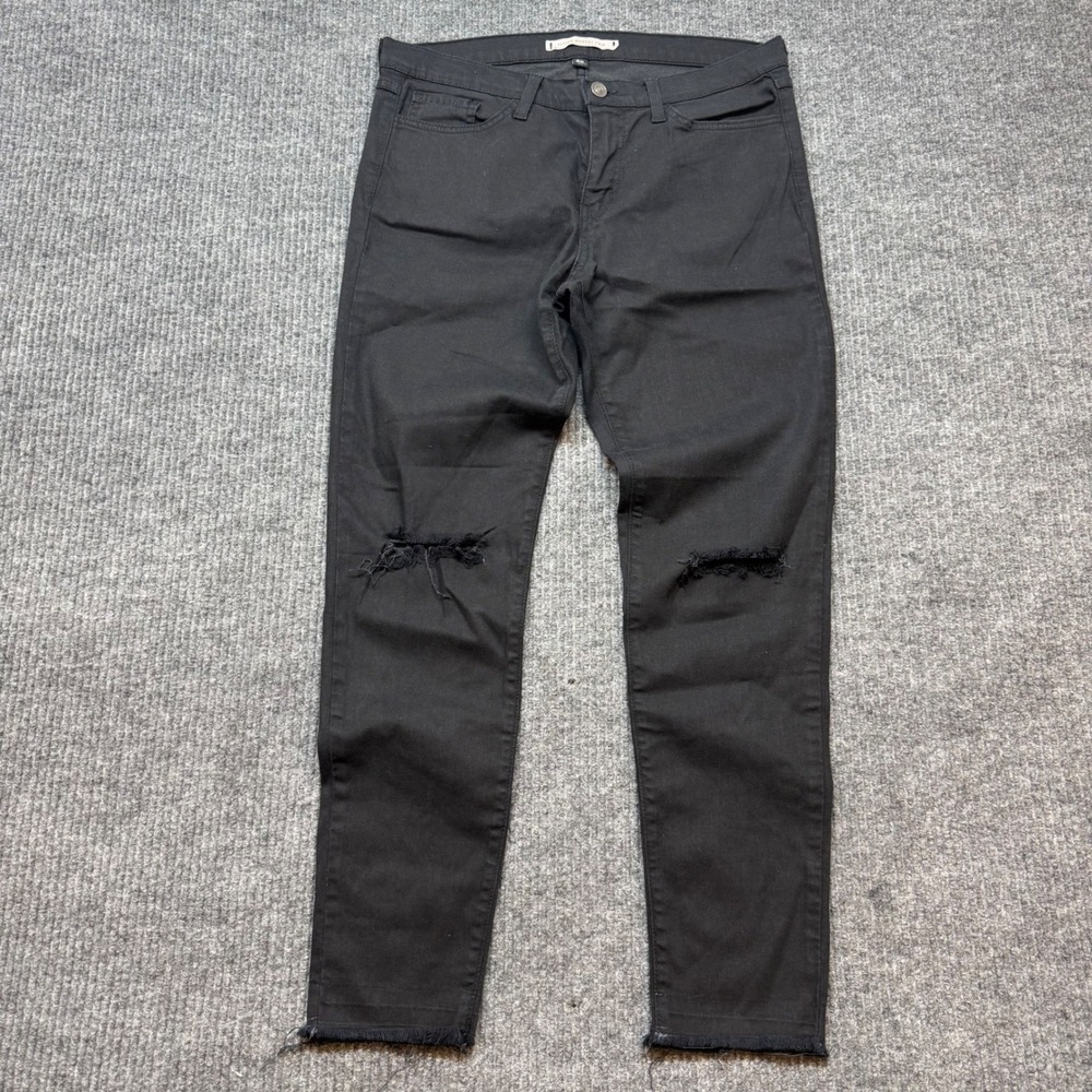 Flying Monkey Jeans Womens 30 Black Mid Rise Slim Fit Frayed Hem Ankle